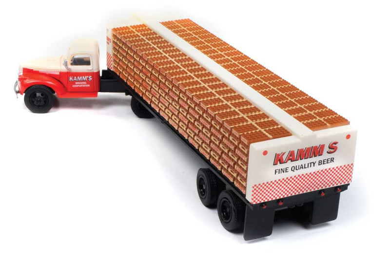 Classic Metal Works 31208 HO Scale Chevrolet Semi with Flatbed Trailer - Kamm's Beer
