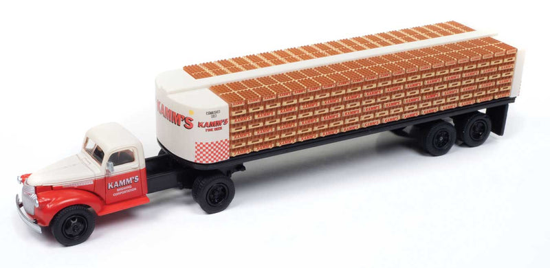 Classic Metal Works 31208 HO Scale Chevrolet Semi with Flatbed Trailer - Kamm's Beer