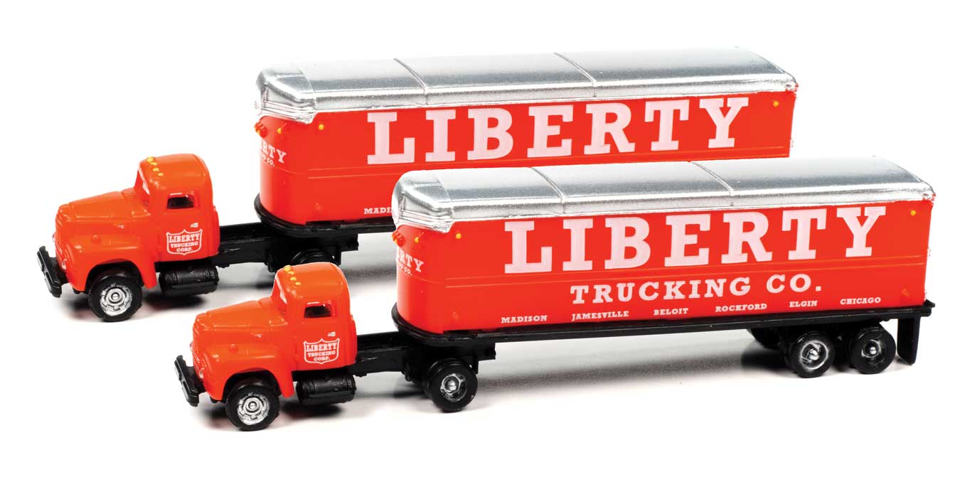 Classic Metal Works 51204 N Scale 1954 IH R-190 with AeroVan Trailer Liberty 2 Pack
