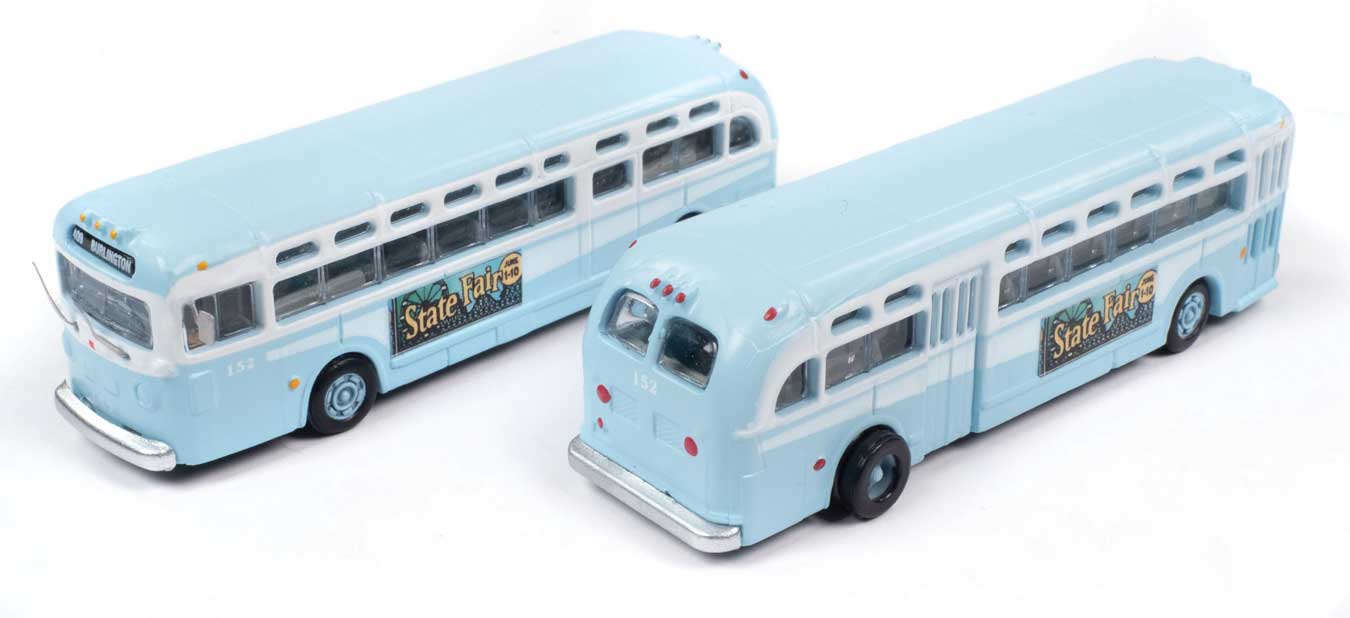 Classic Metal Works 52000 N Scale GMC TD 3610 Transit Bus New Jersey 2 Pack (State Fair Ad)