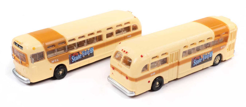 Classic Metal Works 52001 N Scale GMC TD 3610 Transit Bus Miami MTA 2 Pack (State Fair Ad)
