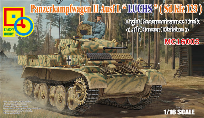 Classy Hobby MC16003 1/16 PzKpfW II Ausf.L "Luchs" Light Reconnaissance Tank Model Kit (Sd Kfz 123)