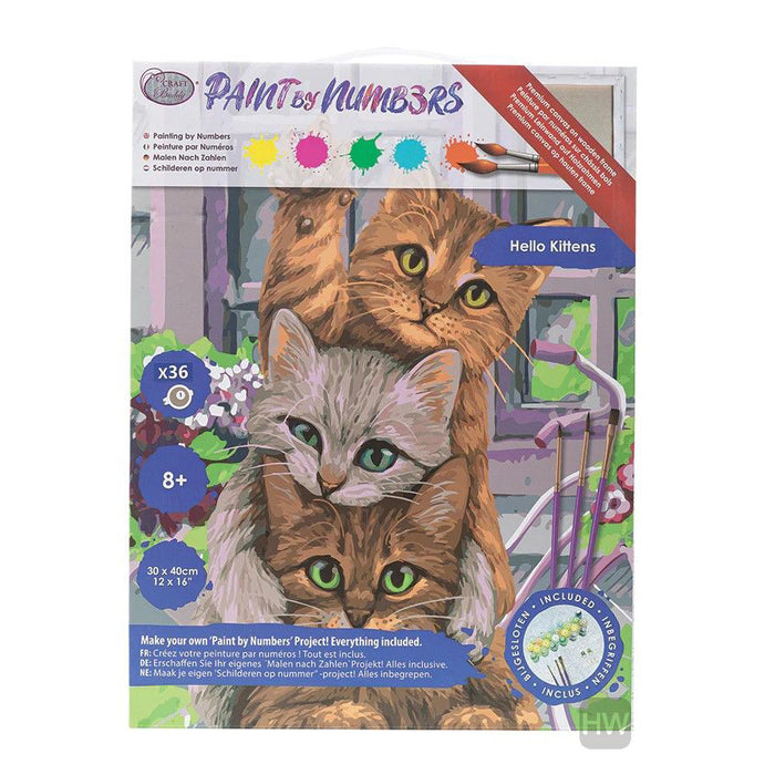 Cobble Hill 60079 Hello Kittens Paint by Number (12"x16")
