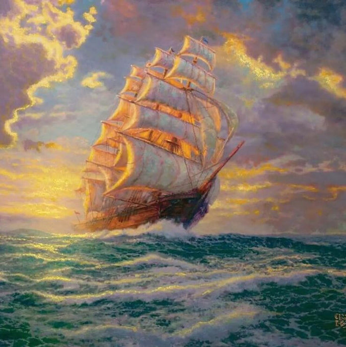 Cobble Hill 60350 Courageous Voyage Sailing Ship Paint by Number (12"x12")