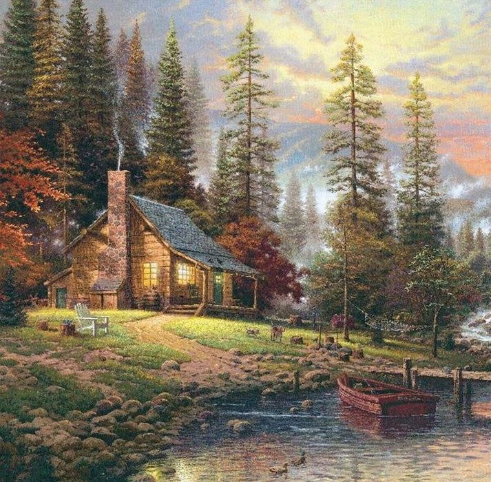 Cobble Hill 60355 Peaceful Retreat Cabin Paint by Number (12"x12")