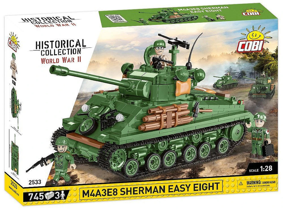 COBI 2533 1/28 Historical Collection WWII M4A3 Sherman Tank "Easy Eight" (745 Pieces)