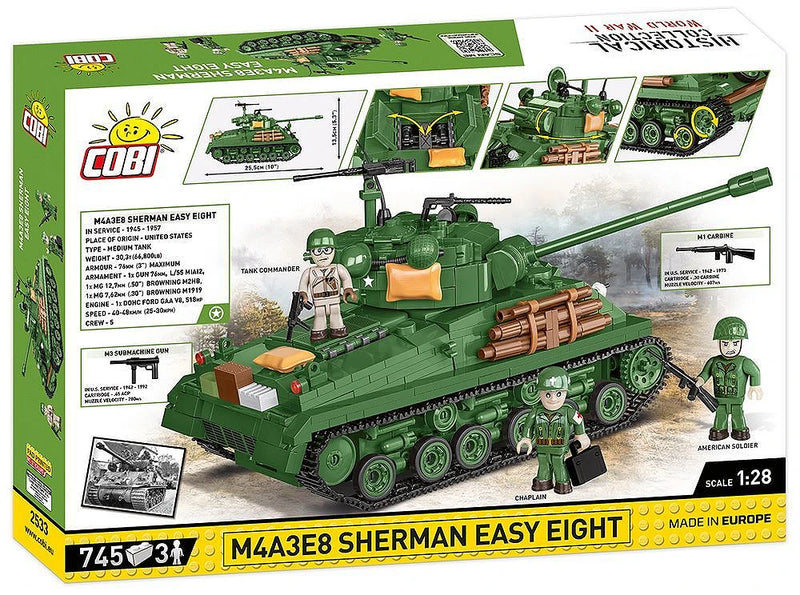 COBI 2533 1/28 Historical Collection WWII M4A3 Sherman Tank "Easy Eight" (745 Pieces)