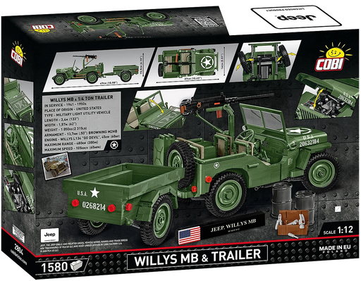 COBI 2804 1/12 Jeep Willys MB Executive Edition Block Model (1580 Pieces)