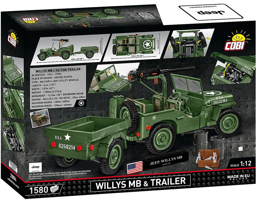 COBI 2804 1/12 Jeep Willys MB Executive Edition Block Model (1580 Pieces)
