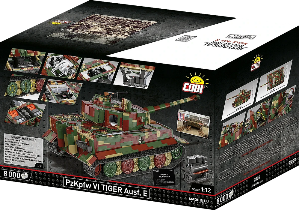 COBI 2807 1/12 Executive Edition PzKpfw VI "Tiger" Ausf. E Panzer 2-In-1 Tank Model (8,000 Pieces)