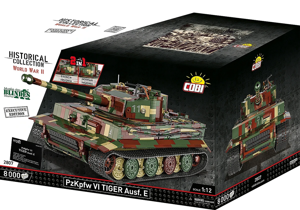 COBI 2807 1/12 Executive Edition PzKpfw VI "Tiger" Ausf. E Panzer 2-In-1 Tank Model (8,000 Pieces)