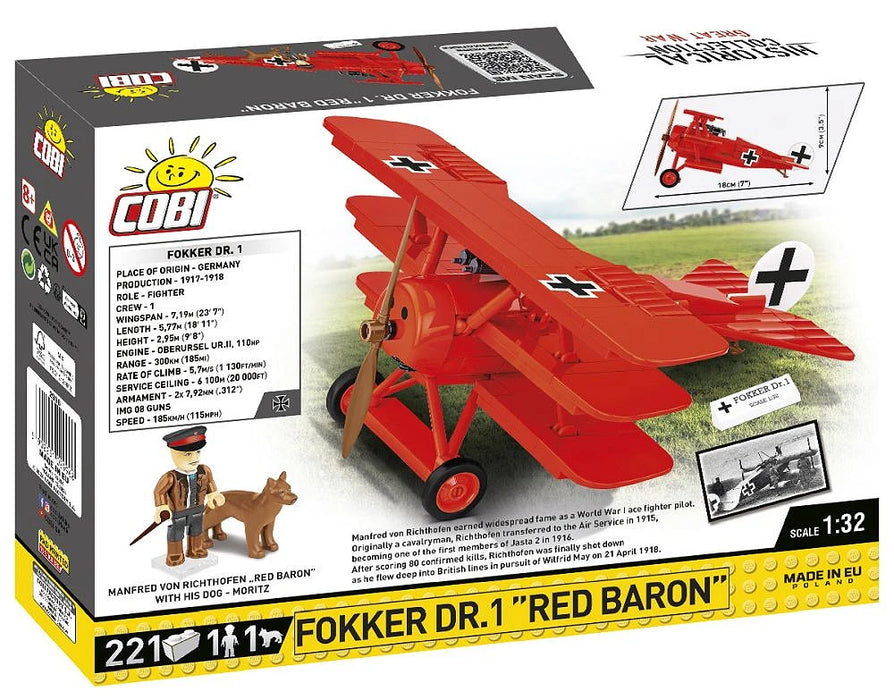 COBI 2996 Historical Collection Great War Fokker Dr1 Red Baron (221 Pieces)