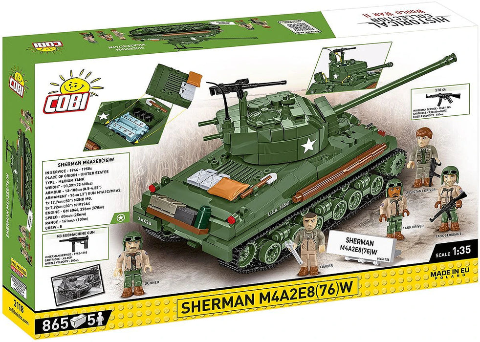 COBI 3118 Sherman M4A2E8(76)W 1/35 Block Model (865 Pieces)