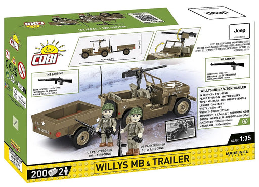 COBI 3132 1/35 Historical Collection WWII Willys MB & Trailer Block Model (200 Pieces)