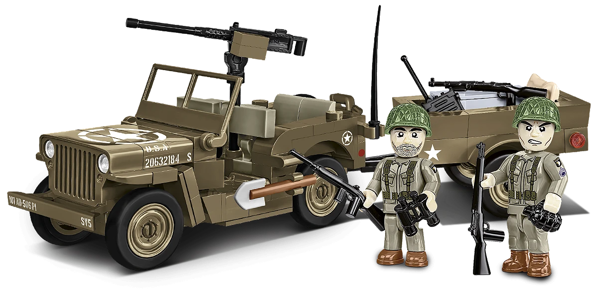 COBI 3132 1/35 Historical Collection WWII Willys MB & Trailer Block Model (200 Pieces)