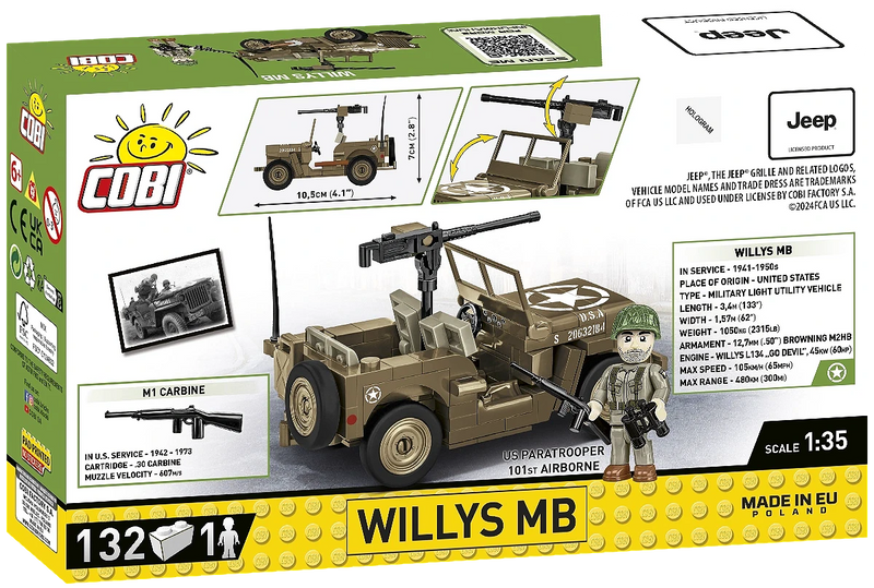 COBI 3133 1/35 Historical Collection WWII Willys MB (132 Pieces)