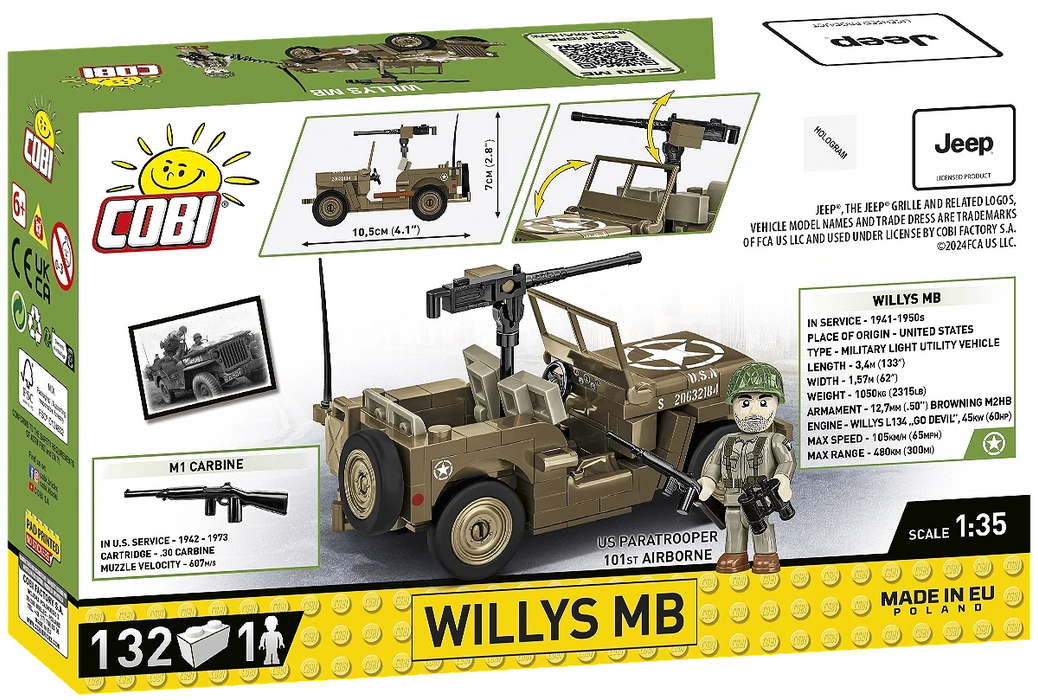 COBI 3133 1/35 Historical Collection WWII Willys MB (132 Pieces)