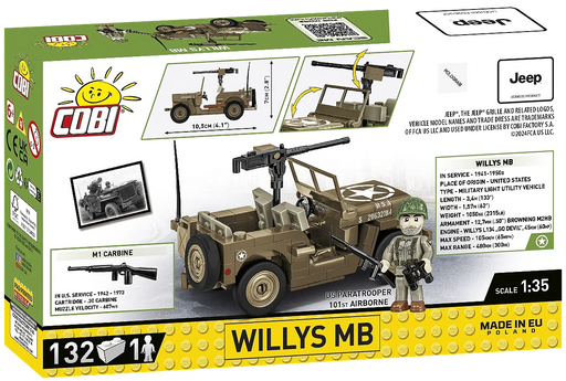 COBI 3133 1/35 Historical Collection WWII Willys MB (132 Pieces)