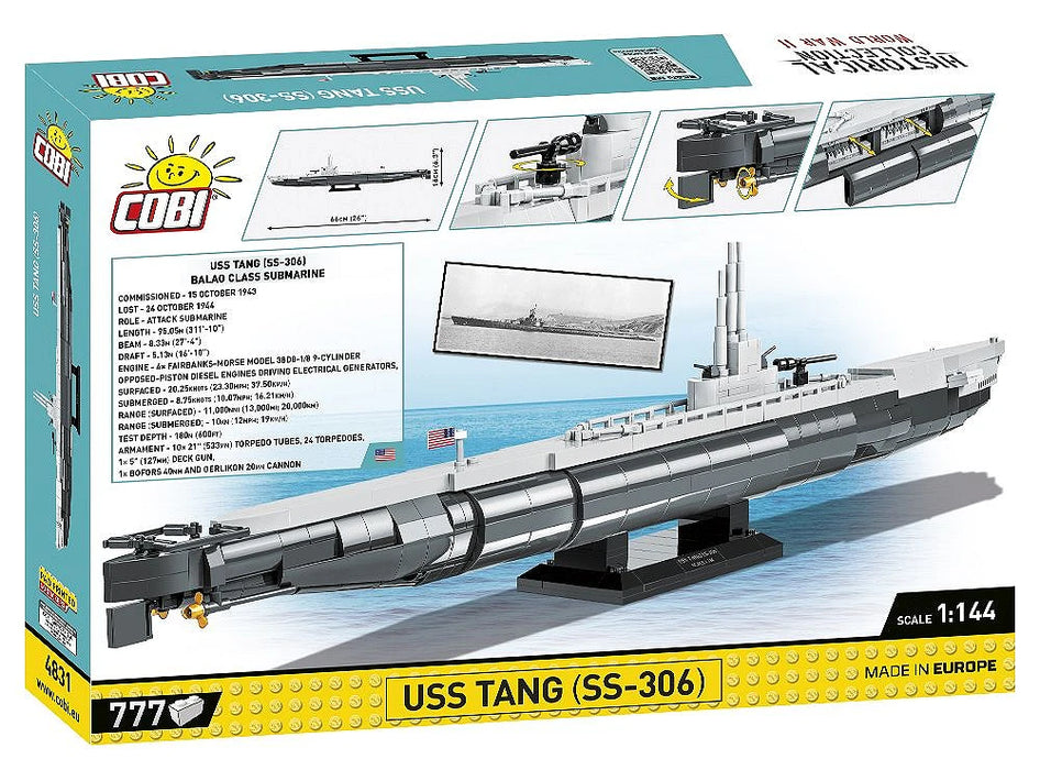COBI 4831 1/144 Historical Collection WWII USS Tang SS-306 Block Model (777 Pieces)