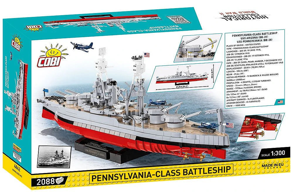 COBI 4842 1/300 WWII Pennsylvania Class Battleship 2-in-1 "Executive Edition" Brick Model