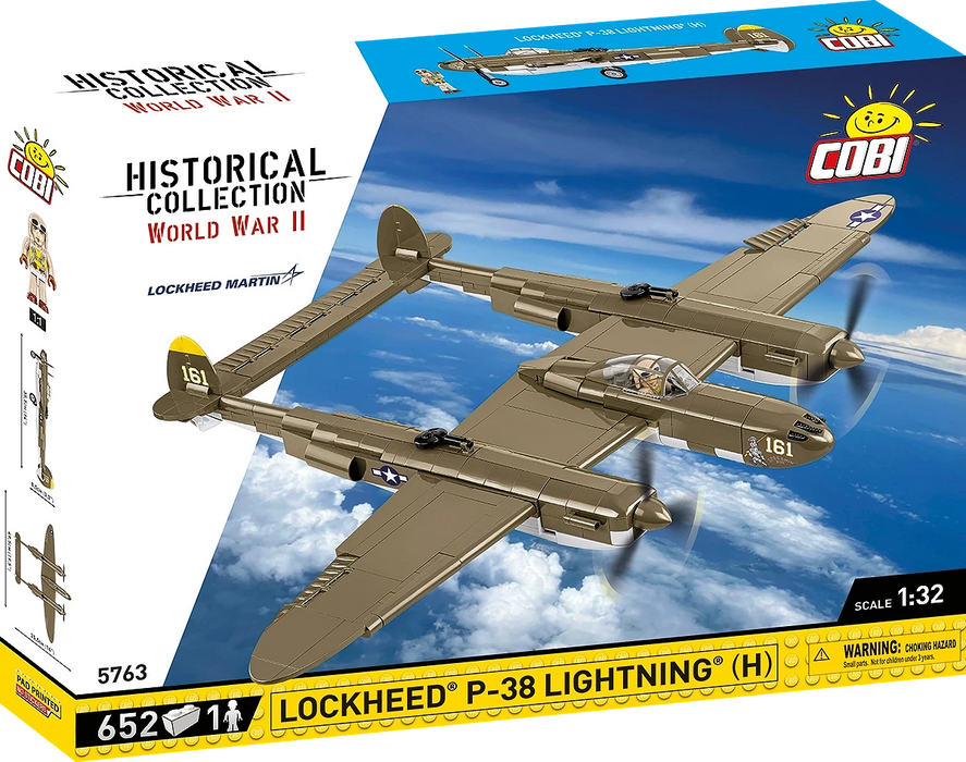 COBI 5763 1/32 Historical Collection Lockheed P-38 Lightning (H) WWII Fighter Jet Set