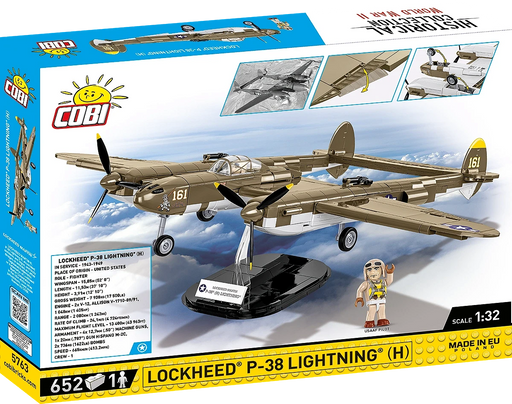 COBI 5763 1/32 Historical Collection Lockheed P-38 Lightning (H) WWII Fighter Jet Set