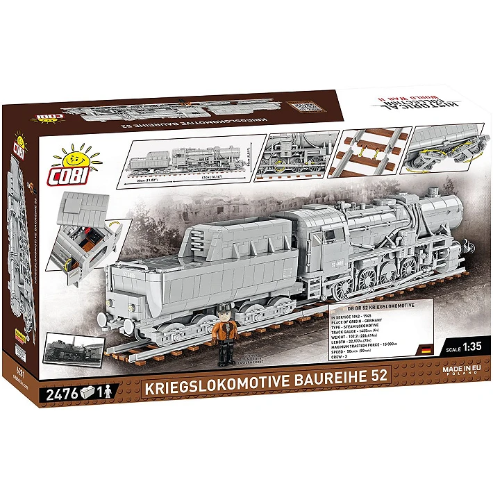 COBI 6281 1/35 Kriegslokomotive Baureihe 52 Steam Locomotive (2400+ Pieces)