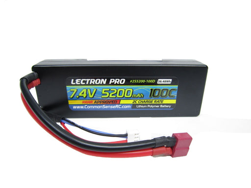 Common Sense RC (2S5200-100D) Lectron Pro 2S 7.4V 5200mAh 100C Lipo Battery with Deans