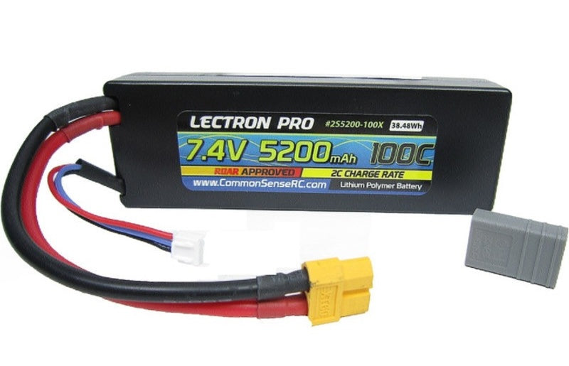Common Sense RC (2S5200-100X) Lectron Pro 2S 7.4V 5200mAh 100C Lipo Battery with TRX/XT60