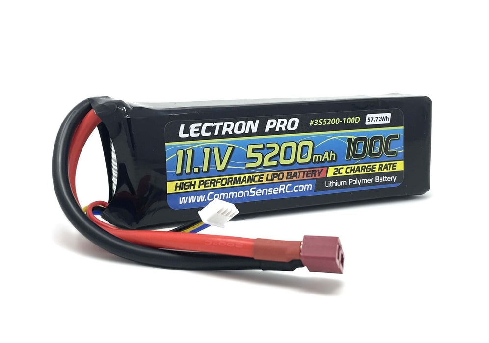 Common Sense RC (3S5200-100D) Lectron Pro 3S 11.1V 5200mAh 100C Lipo Battery with Deans Connector