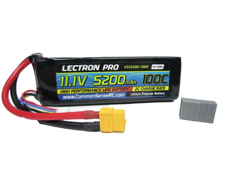 Common Sense RC (3S5200-100X) Lectron Pro 3S 11.1V 5200mAh 100C Lipo Battery with XT-60 and TRX Connector