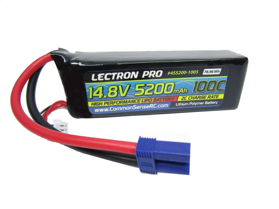 Common Sense RC (4S5200-1005) Lectron Pro 4S 14.8V 5200mAh 100C LiPo Battery with EC5