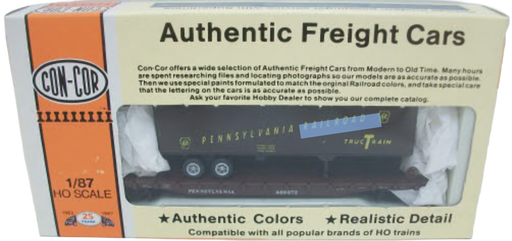 Con-Cor 1-009151 HO Scale 54' Flatcar with Trailer PRR 469672 -  NOS