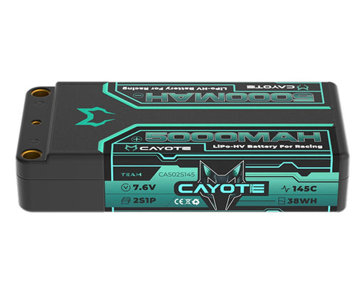 Cayote CYE502S145 7.6V 5000mAh 2S 145C LCG Shorty LiHV Battery with 5mm Bullets