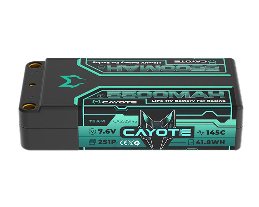Cayote CYE552S145 7.6V 5500mAh 2S 145C LCG Shorty LiHV Battery with 5mm Bullets