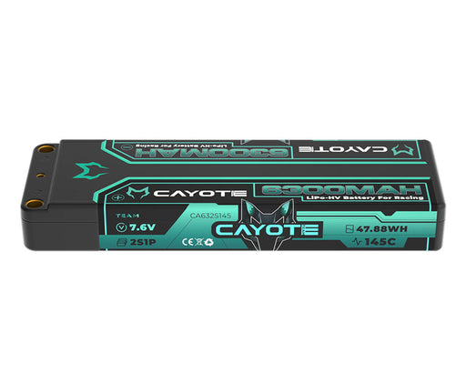 Cayote CYE632S145 7.6V 6300mAh 2S 145C LCG Stick LiHV Battery with 5mm Bullets
