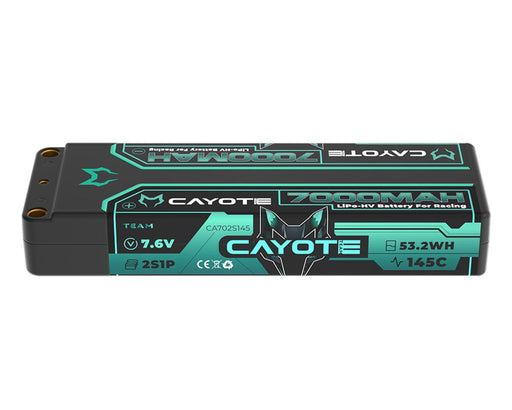 Cayote CYE702S145 7.6V 7000mAh 2S 145C LCG Stick LiHV Battery with 5mm Bullets