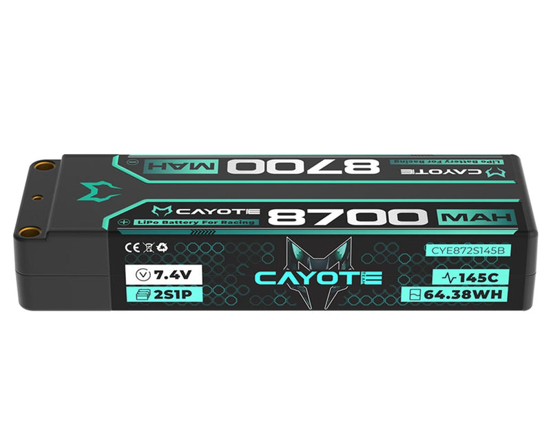Cayote CYE872S145B 7.4V 8700mAh 2S 145C Stick LiPo Battery with 5mm Bullets