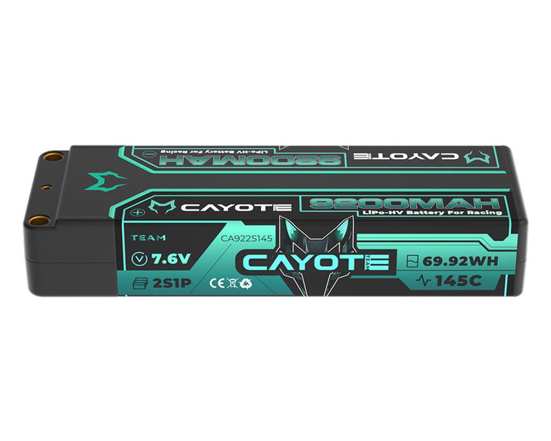 Cayote CYE922S145 7.6V 9200mAh 2S 145C LCG Stick LiHV Battery with 5mm Bullets