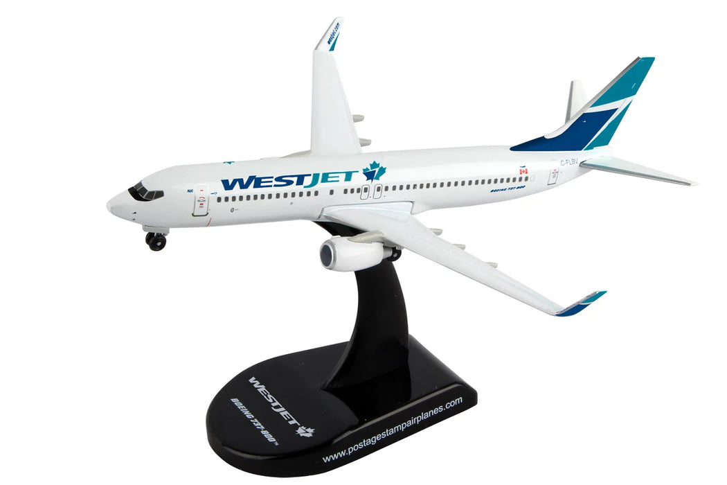 Daron PS5815-1 Postage Stamp 737-800 West Jet Maple Logo