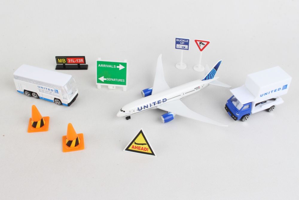 DARON RT6261 United Airlines Boeing 747 Airport Playset