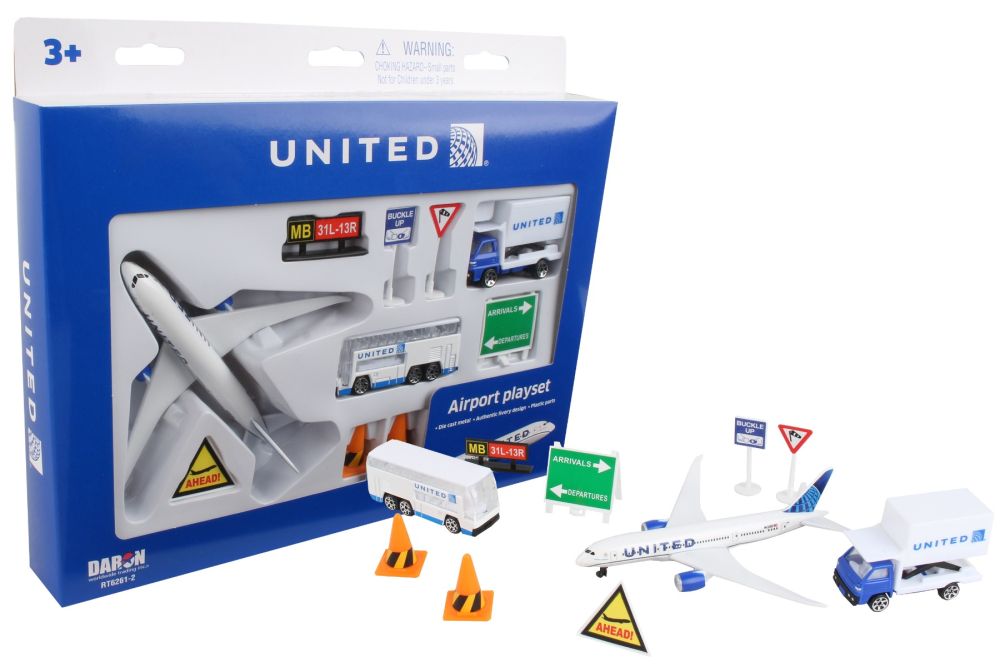 DARON RT6261 United Airlines Boeing 747 Airport Playset