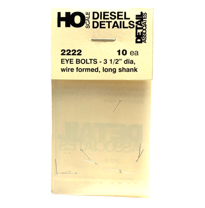 Detail Associates SY-2222 HO Scale Eye Bolts 3-1/2 Scale Inch Diameter, Long Shank