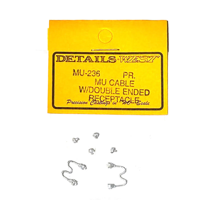 Details West MU-236 HO Scale Double-Ended Receptacle & Two Receptacles MU Cables