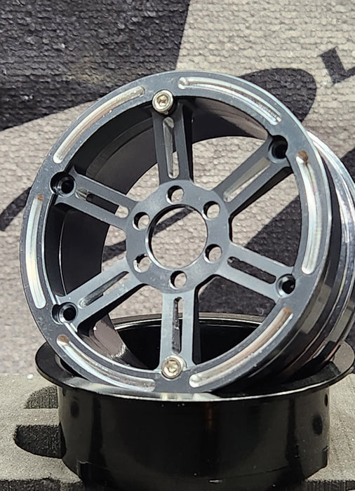 Dlux 51070 2.2" Ultra High-Clearance Aluminum Gunmetal Beadlock Wheels (1 Pair)