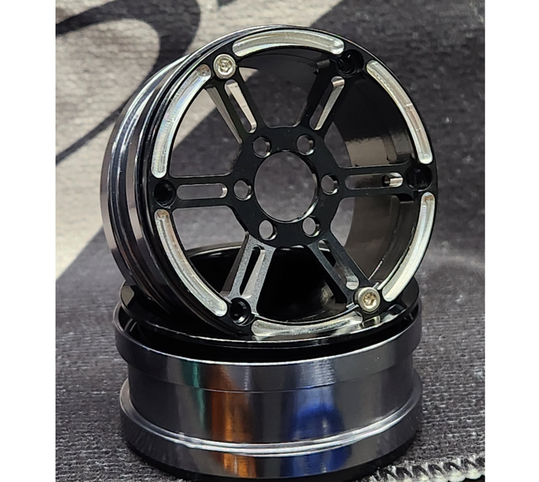 Dlux 51091 Narrow 1.9" Ultra High-Clearance Aluminum Black Beadlock Wheels (1 Pair)
