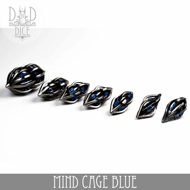 DND DICE Mind Cage Blue - Metal Dice Set (Gift Box)