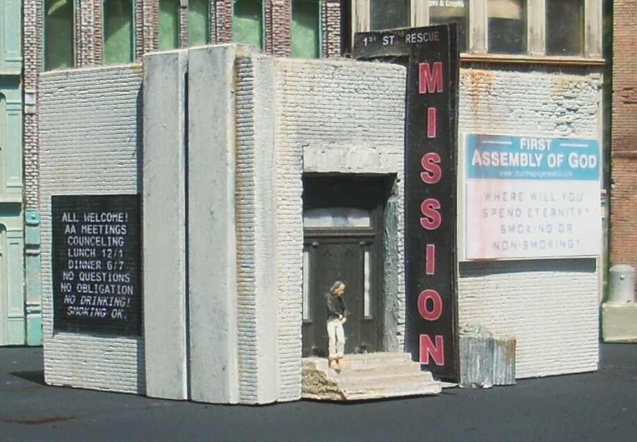 Downtown Deco 2016 N Scale Rescue Mission Cast Hydrocal Building Kit