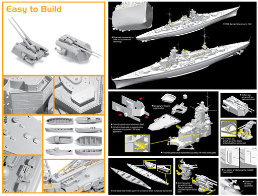 Dragon Models 1036 1/350 German Battleship Scharnhorst 1941 (SmartKit) Model Ship Kit