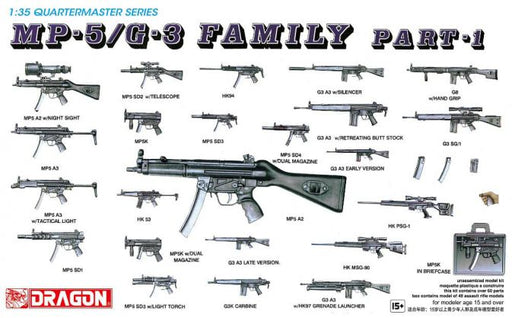 Dragon Models 3803 1/35 MP-5/G-3 Family Weapons Set - Part 1 Model Kit